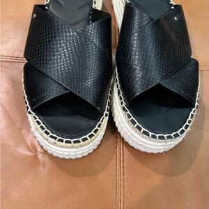 Franco Sarto Black and White Platform Shoes